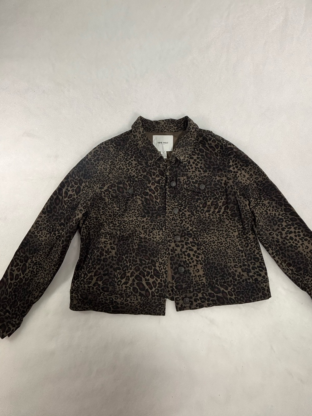 Nine West Leopard Print Jean Jacket - Brown & Black